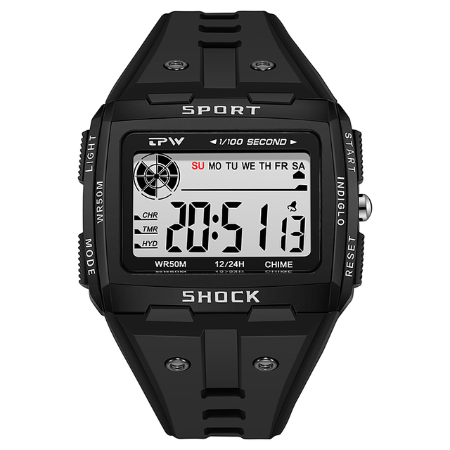 Large numbers easy to read 50m water resistant men digital watch outdoor sports