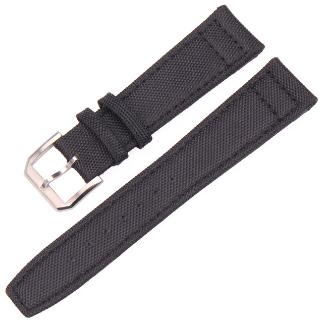 Genuine Nylon Leather Watch Straps for Men and Women, High Quality, Silver Pin Buckle, 20mm, 21mm, 22mm