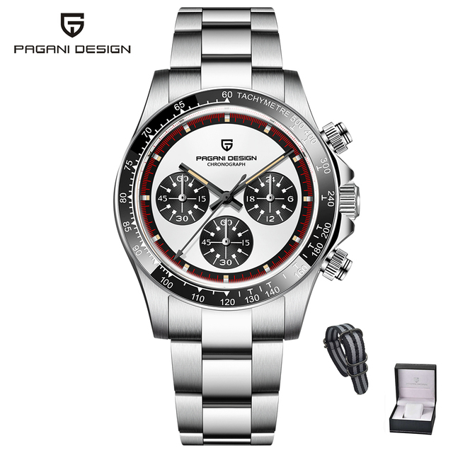 PAGANI new design classic men's quartz watch ceramic bezel stainless steel waterproof clock luxury sapphire glass chronograph