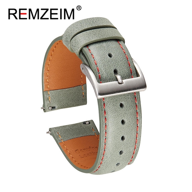 Calf leather watch strap 20mm 22mm quick release watchband for women men watch accessories solid buckle blue red green