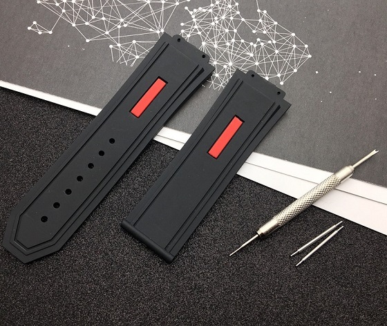 Luxury Brand Black 29*19mm Nature Silicone Rubber Watchband Watch Band For Hublot Strap For King Power Chain With Logo Tools