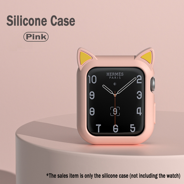 Cartoon Cat Ears Protective Sleeve for Apple Watch Case 44mm 40mm 42mm 38mm for iwatch Serie 3 4 5 6 Se Case Bumper Accessories