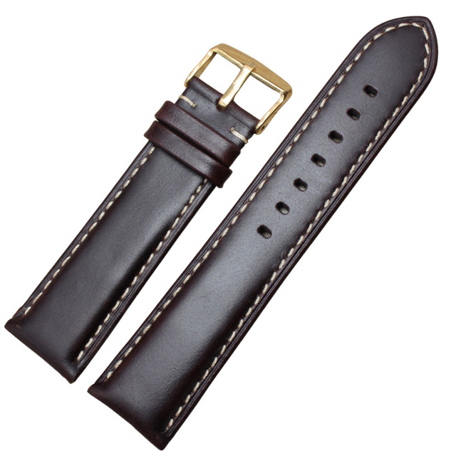 Handmade Genuine Leather Watchbands Men Women Bracelet 18 19 20 21 22 24mm Antique Watch Band Strap wiht Silver Polished Buckle