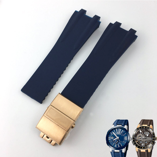 26mm*20mm Silicone Rubber Watch Band Fit For Ulysse Nardin Black Blue Brown Strap Waterproof Steel Folding Buckle Wrist Tools