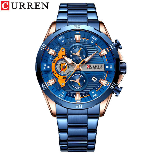 CURREN Men Fashion Waterproof Sport Quartz Chronograph Wristwatch Luxury Stainless Steel Watch With Luminous Relogio Masculino