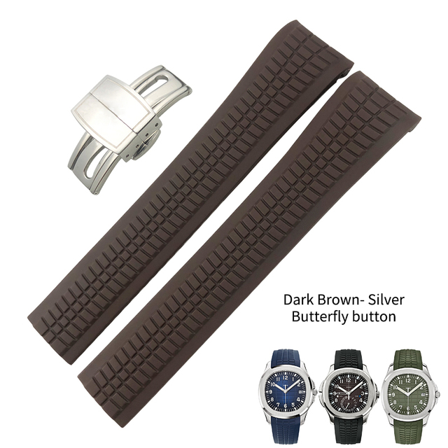 21mm Curved End Pins Metal Watches Silicone Rubber Band Fit For Patek PP Philip Pioneer Sailor 5167A Black Brown Green Blue Soft Strap