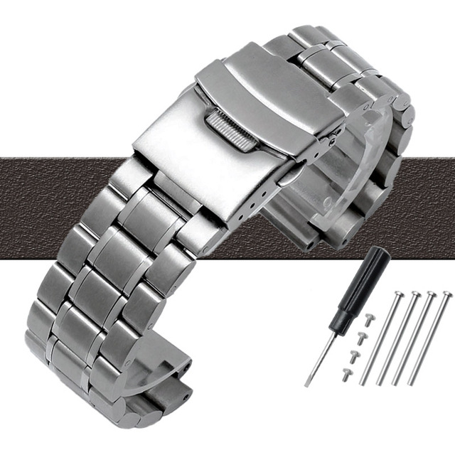 Men's Stainless Steel Watch Strap TIMEX T2N720 T2N721 TW2R55500 T2N721 Watch Strap 24*16mm Lug End Silver Black Bracelet Band