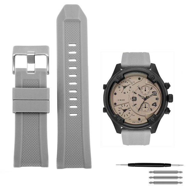 High quality silicone rubber watch band suitable for diesel dz4318/4323/4283/7315/4427 men waterproof soft big strap 24mm26mm