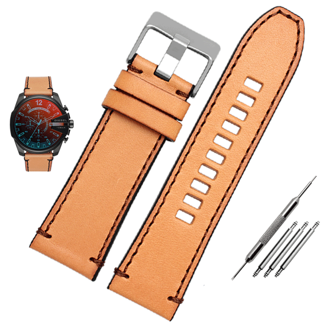 Genuine Leather Watchband for Diesel Watch Strap DZ4476/4482 DZ7408 7406 4318 Strap 22 24 26 28mm Big Size Men Wrist Watch Band