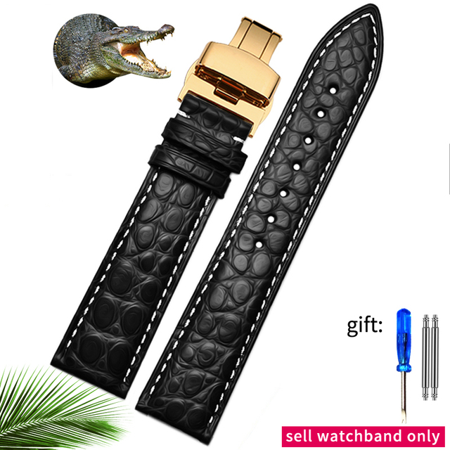 Crocodile crocodile leather strap for Longines Master Omega men and women butterfly clasp watchband 12 14 16 18 20 22 24mm