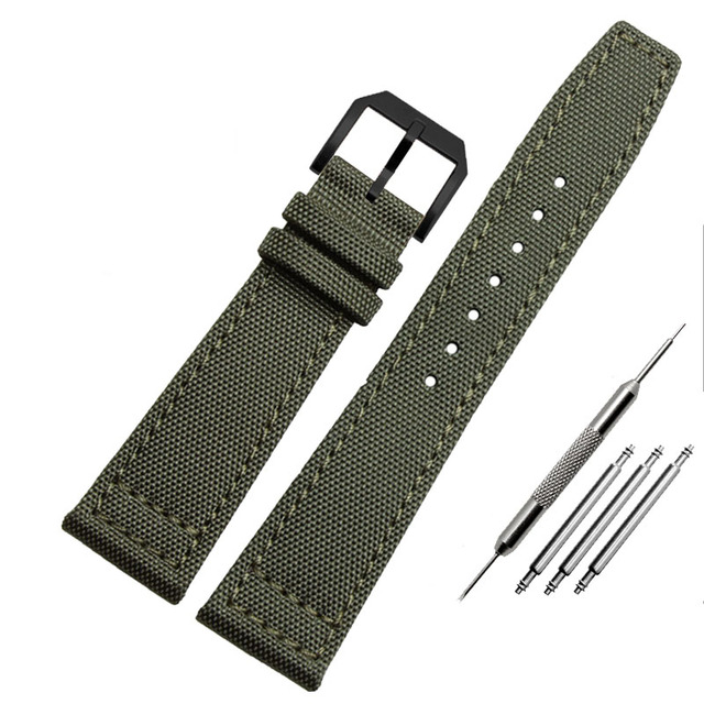 Nylon watch strap for IWC series, portuguese, pilot, 20mm, 21mm, 22mm, canvas, black, blue and green