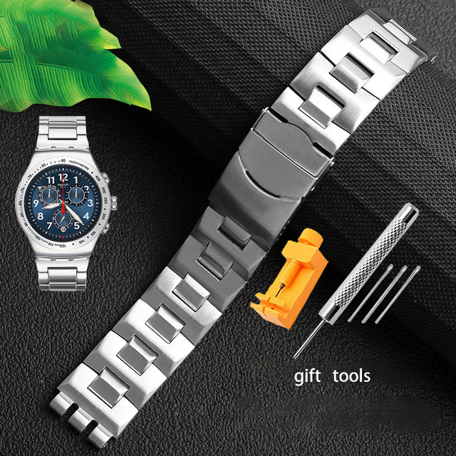 Fine Steel Watchband Double Convex Mouth For Swatch Watch YCS YAS YGS Iron Men And Women Steel Watch Strap 19mm Wristband