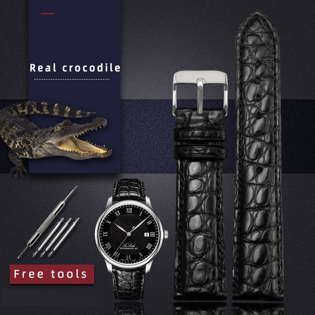 For any wristband luxury genuine crocodile leather watchband 18mm 19mm 20mm 21mm 22mm black brown straps