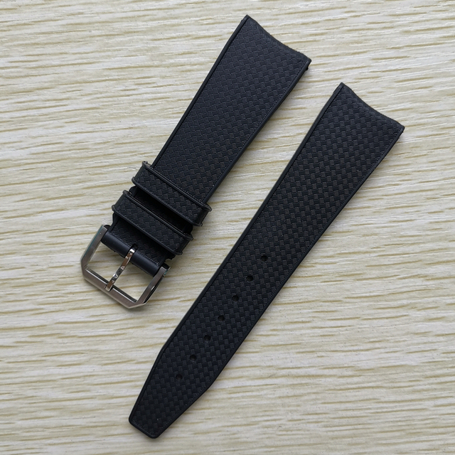 22mm Black Blue Rubber Silicone Watchband Watch Strap For IWC Pilot Portuguese IW323101 Bracelet Strap With Pin Buckle Tool Free