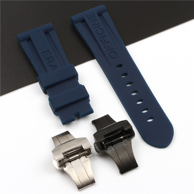 Panerai - Silicone Rubber Watch Replacement Strap, 26mm, Black, Blue, Orange & Green, Folding Buckle, Water Resistant Accessory