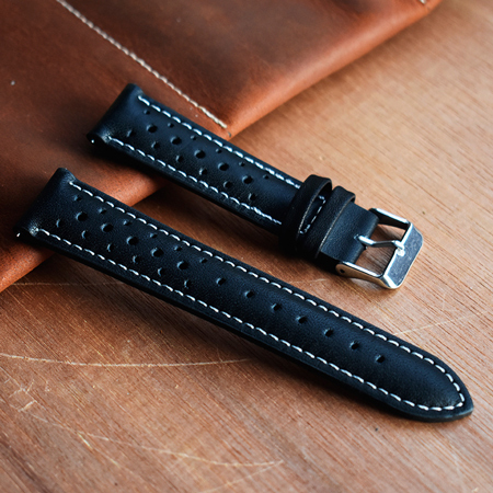 Genuine leather strap for watch band belts 18mm 20mm 22mm 24mm handmade hollow watchband black red white stitching line