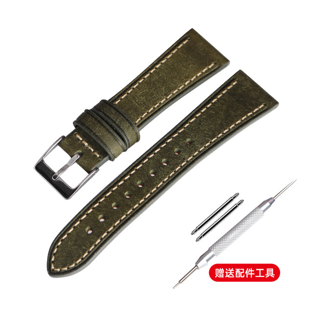 Suitable for antique watch straps, handmade Italian calf leather watchband 18mm 20mm 22mm, frosted retro style soft bracelet