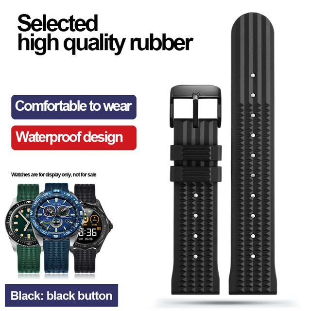 For Seiko IWC Watch Silicone Watches Sharkey MM300 SBDX001 6105 Waterproof Bracelet Soft Rubber Waffle Strap 20mm 22mm