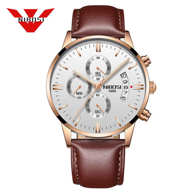 2309 NIBOSI Luxury Brand Mens Watches Business Dress Quartz Wristwatch Waterproof Chronograph Watch for Men Relogio Feminino