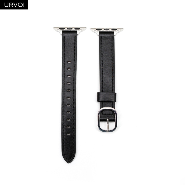 URVOI Band for Apple Watch Series 7 6 SE 5 4 321 Genuine Leather Strap for iWatch Slim Wristwatches Modern Design 14mm Width Girl Strap