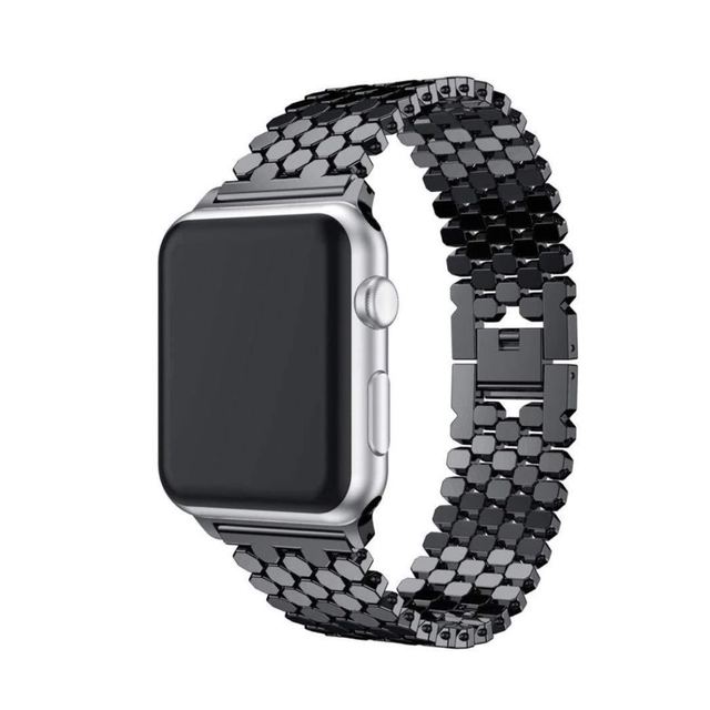 For Apple Watch Band 38mm 40mm 41mm 42mm 44mm 45mm Stainless Steel Fish Scale Pattern Wristwatch Strap for iWatch 7 6 5 4 Band