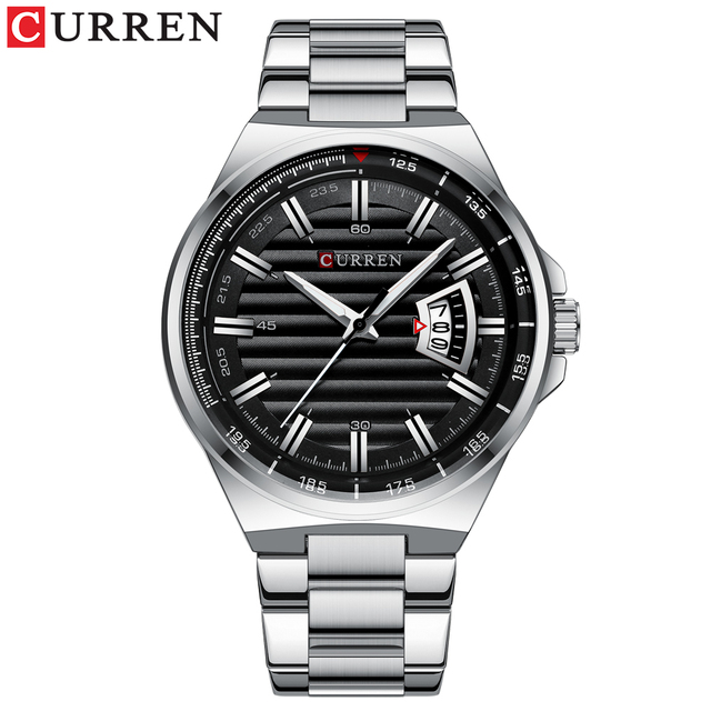 CURREN Fashion Auto Date Stainless Steel Watch For Men Luxury Business Quartz Watch Men Sport Waterproof Male Clock