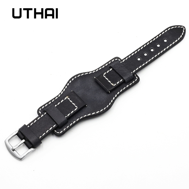 UThai G05 Cowhide Leather Hand Dyed Vintage Watch Rod 20mm22mm24mm Tray Watchband For Huawei Watch