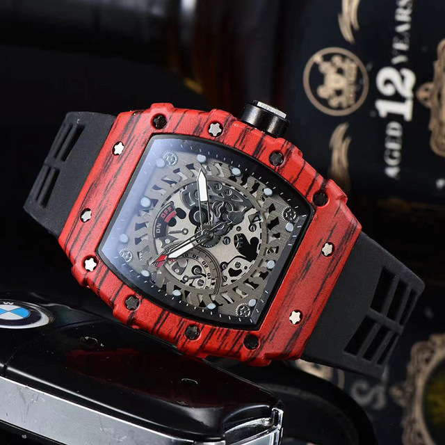 New 3 Pin Quartz Watch Transparent Bezel Men Automatic Watch Men Designer Wristwatches Waterproof Reloj Hombre