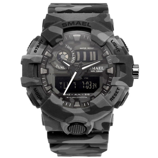 New Camouflage Military Watch Brand SMAEL Sports Watches LED Quartz Watch Men Sports Wristwatch 8001 Man Army Watch Waterproof