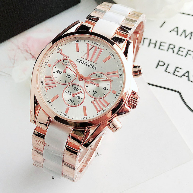 New White Ceramic Watches Women Geneva Quartz Wrist Watch Ladies Stainless Steel Wristwatches Women Dress Reloj Mujer