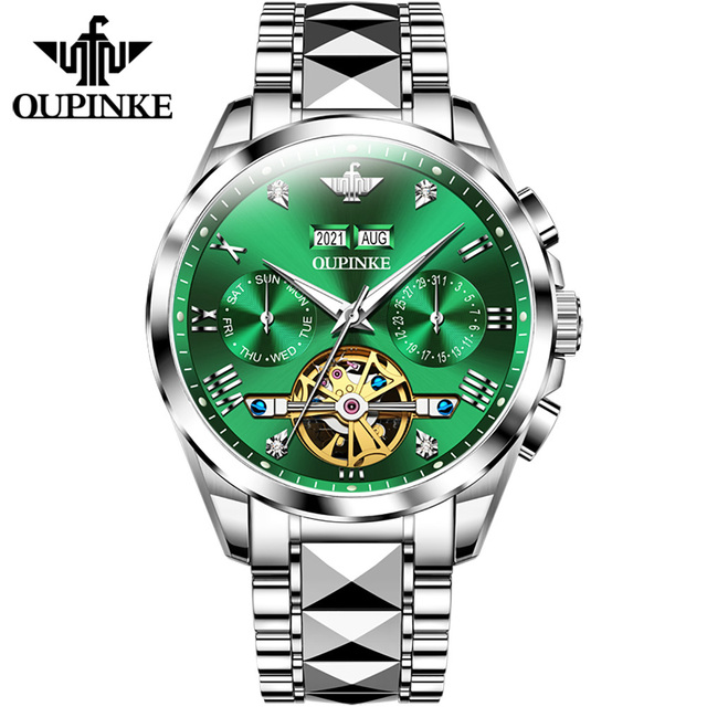 OUPINKE Watch for Men Luxury Brand Tourbillon Watches Sapphire Glass Tungsten Steel Waterproof Men Mechanical Wristwatches