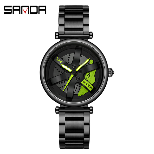 SANDA New Fashion Rotate Wheel Pattern Women's Watch Stainless Steel Waterproof Quartz Watch for Women Luxury Relogio Feminino