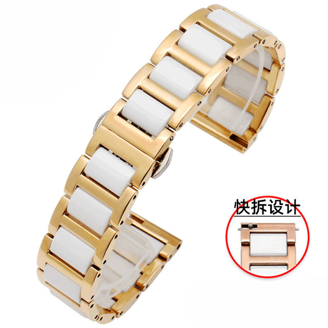 Ceramic Bracelet In Stainless Steel Watchband Watch Band Strap White Women Man Fashion Wristwatches 12 13 14 15 16 17 18 20 22mm