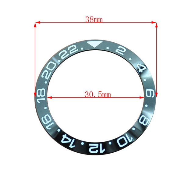 38mm ceramic bezel GMT and diving watch insert for 40mm men's watch watches replacement watch accessories simple dial watch bezel insert