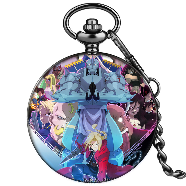 New custom cartoon character style personality nostalgic men's quartz pocket watch with thick chain Valentine's Day gift