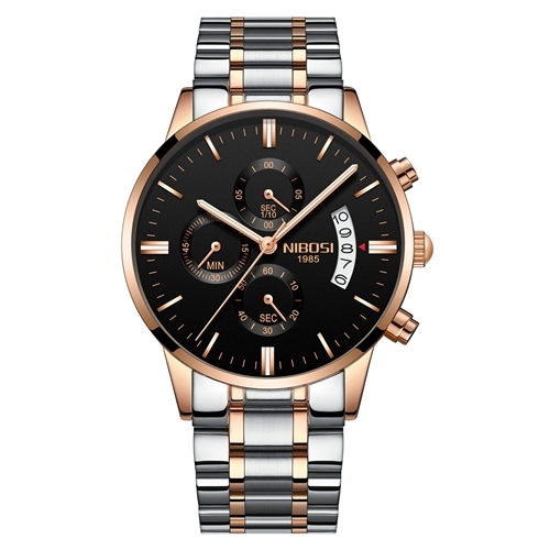 NIBOSI Fashion Watches Mens Top Brand Luxury Watches Rose Gold Waterproof Relogio Masculino Stainless Steel Quartz Wristwatch