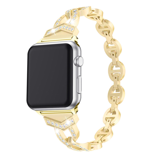 Luxury Band for Apple Watch Series6 5 4 3 2 1 SE Diamond Stainless Steel Strap for IWatch 38 40mm 42mm 44mm Watch Bands Bracelet