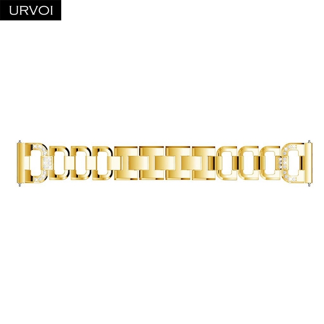 URVOI Band for Galaxy Watch Active 42 46mm S3 D Style Stainless Steel Strap Cuff Fold Over Clasp Zircon Quick Release Pins Wrist