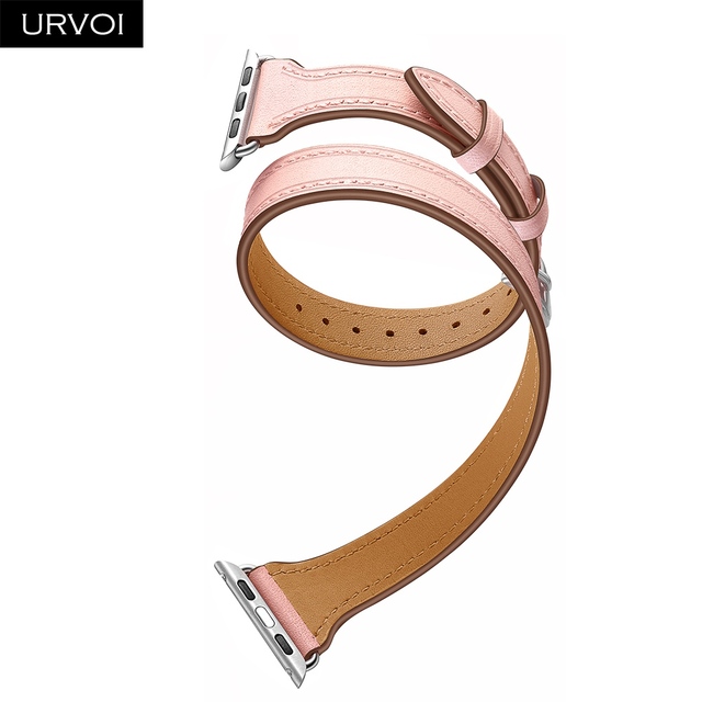 URVOI جولة مزدوجة ل سوار ساعة يد آبل سلسلة 7 6 SE 5 4 3 الفاخرة حزام ل iWatch لينة جلد طبيعي حلقة المعصم 40 41 44 45 مللي متر