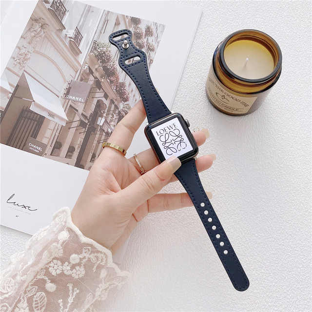 Fashion Leather Band for Apple Watch 40 44mm Slim Waist Watch Band 38 42mm for iWatch Series 6 5 4 3 2 1 SE Accessories Strap