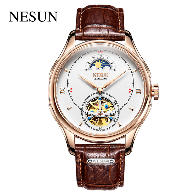 NESUN Automatic Mechanical Watch Luxury Fashion Sport Tourbillon Wristwatch Men Waterproof Hollow Out Energy Storage Clock