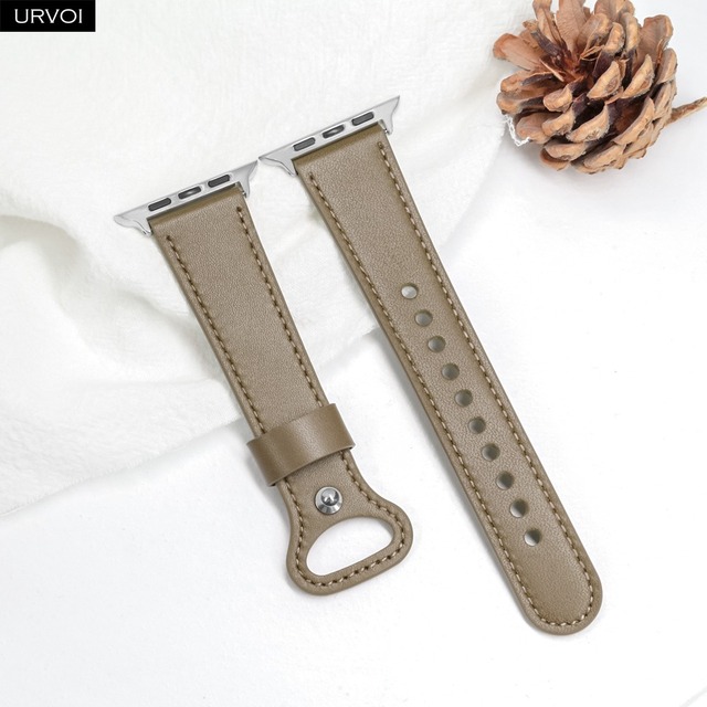 URVOI Leather Strap for Apple Watch Series 7 6 SE 5 4 3 Breathable Sports Strap Fold Pin Buckle Modern Design for iWatch 41 45mm