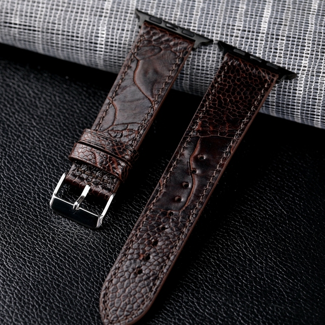 Handmade ostrich foot leather strap watches suitable for Iwatch7 6 5 se 44mm 45mm black brown high-end South African bracelet