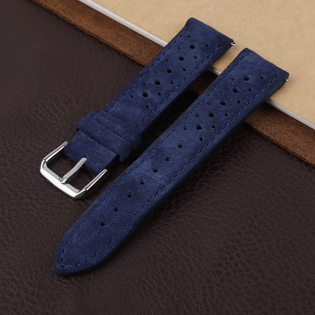 Soft Suede Leather Watch Band 18mm 19mm 20mm 22mm 24mm Blue Watch Straps Stainless Steel Buckle Watch Accessories