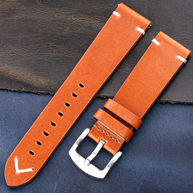 Oil Wax Genuine Leather Watch Band Handmade Cowhide Strap Women Men 18mm 20mm 22mm 24mm Quick Release Vintage Strap Accessories