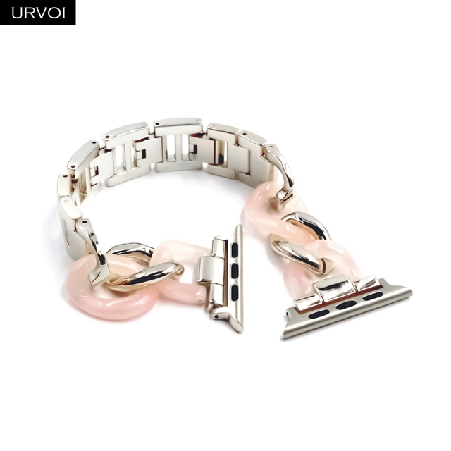 URVOI Cow Boy Series Band for Apple Watch 7 6 SE 5 4 3 2 1 Stainless Steel Resin Strap for iwatch Strap Link Bracelet Modern Style