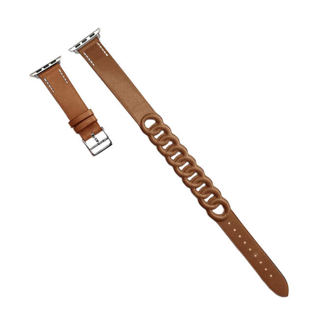 URVOI jurmette Double Round for Apple Watch Series 7 6 SE 5 4 321 Genuine Leather Strap for iWatch Strap Wrist Strap 40 44mm