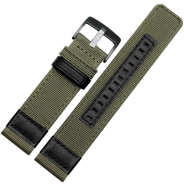 Nylon Watch Straps for Samsung Gear S3 S2 Black and Green Coffee Watch Strap Classic Stainless Steel Band Black Silver Buckle