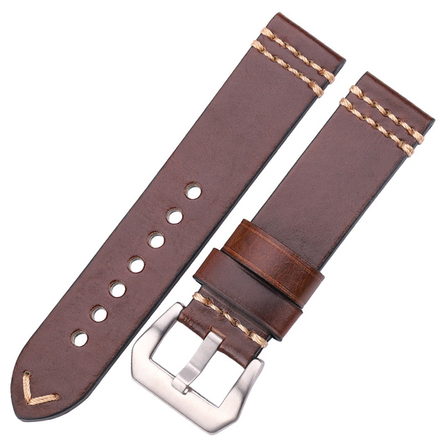 Handmade Watch Band Genuine Leather Watchband 20mm 22mm 24mm Brown Blue Yellow Women Men Cowhide Leather Strap Bracelet Accessories