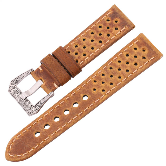 Cowhide Leather Band Watch Bracelet 20mm 22mm 24mm For Huawei Samsung Galaxy Watch 4 3 Strap Brown Black Green Coffee Watches